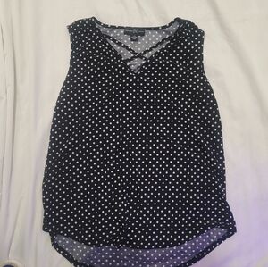 INC International Concepts Black Polka Dot Sleeveless Blouse
